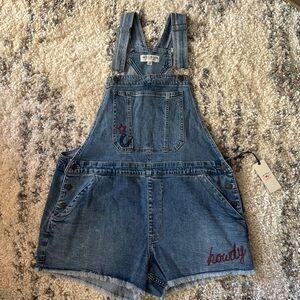 Denim Overalls with Embroidery
